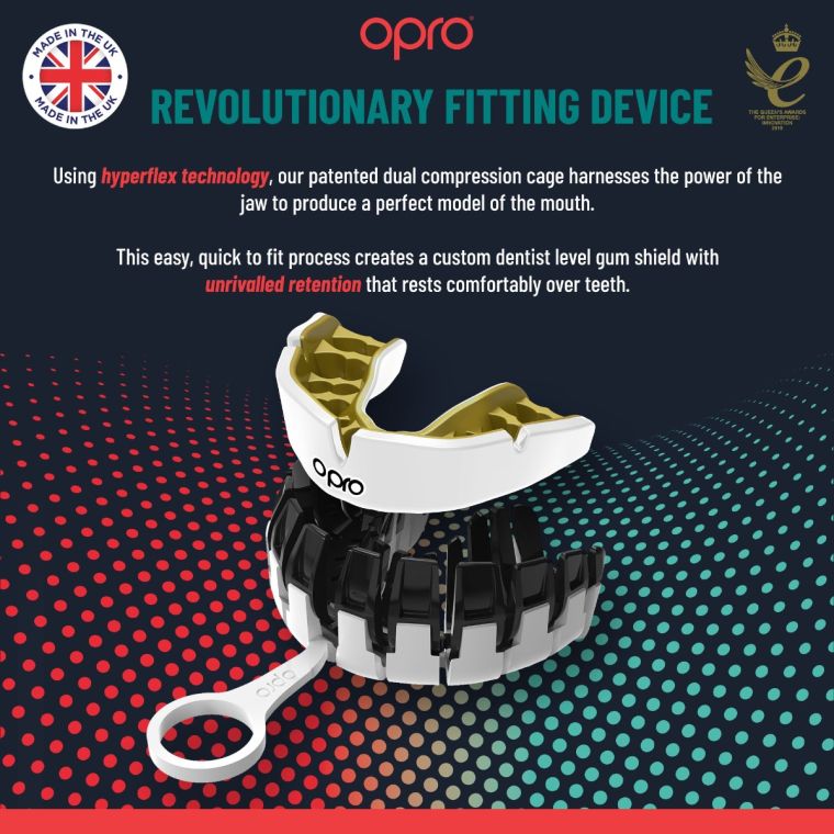 OPRO Mouth Guard Jaws Red White Gold Instant Custom Fit