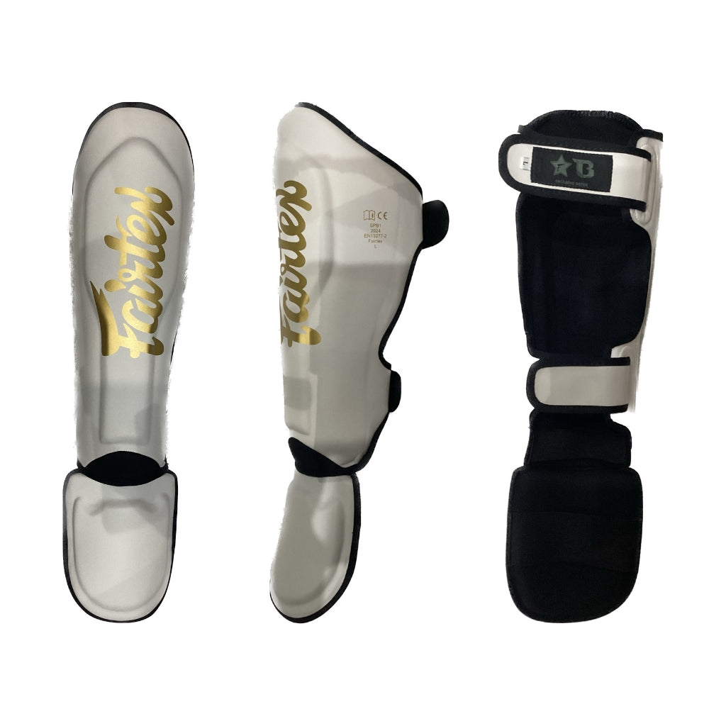 Booster X Fairtex Muay Thai Shin Guards SPB1 White Gold
