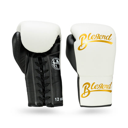 Blegend Boxing Gloves BGL221 Lace Up White Black