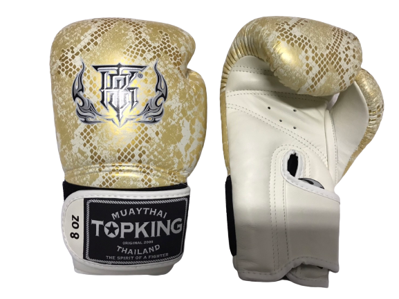 Top King Boxing Gloves "Super Snake"  TKBGSS-02 White Gold No Air N