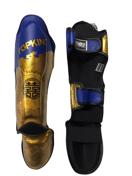 Top King Shin Guards TKSGCT-CN01 Fook & Double Happiness Blue Gold