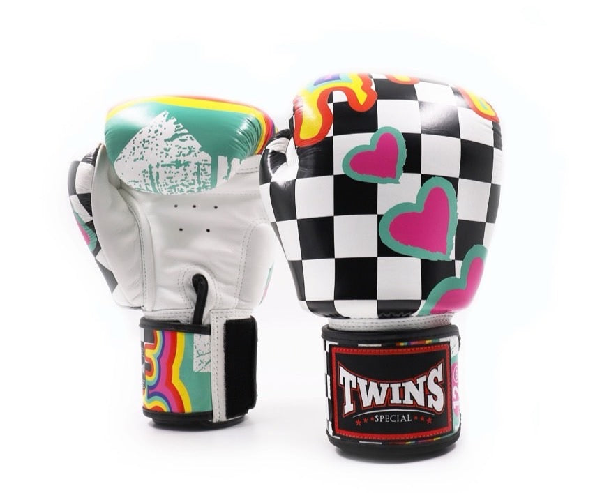 Twins Special Fancy Boxing Gloves FBGVL3-655 White Chess