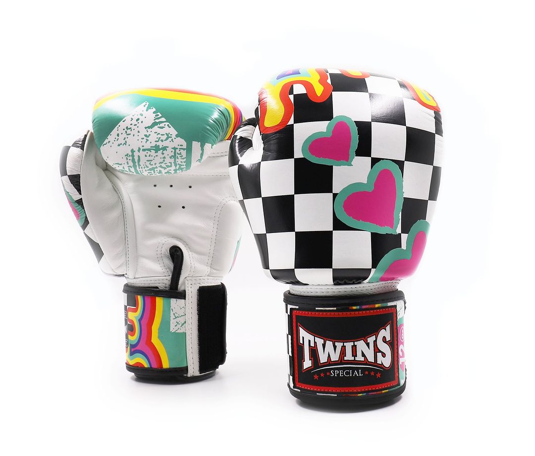 Twins Special Fancy Boxing Gloves FBGVL3-655 White Chess