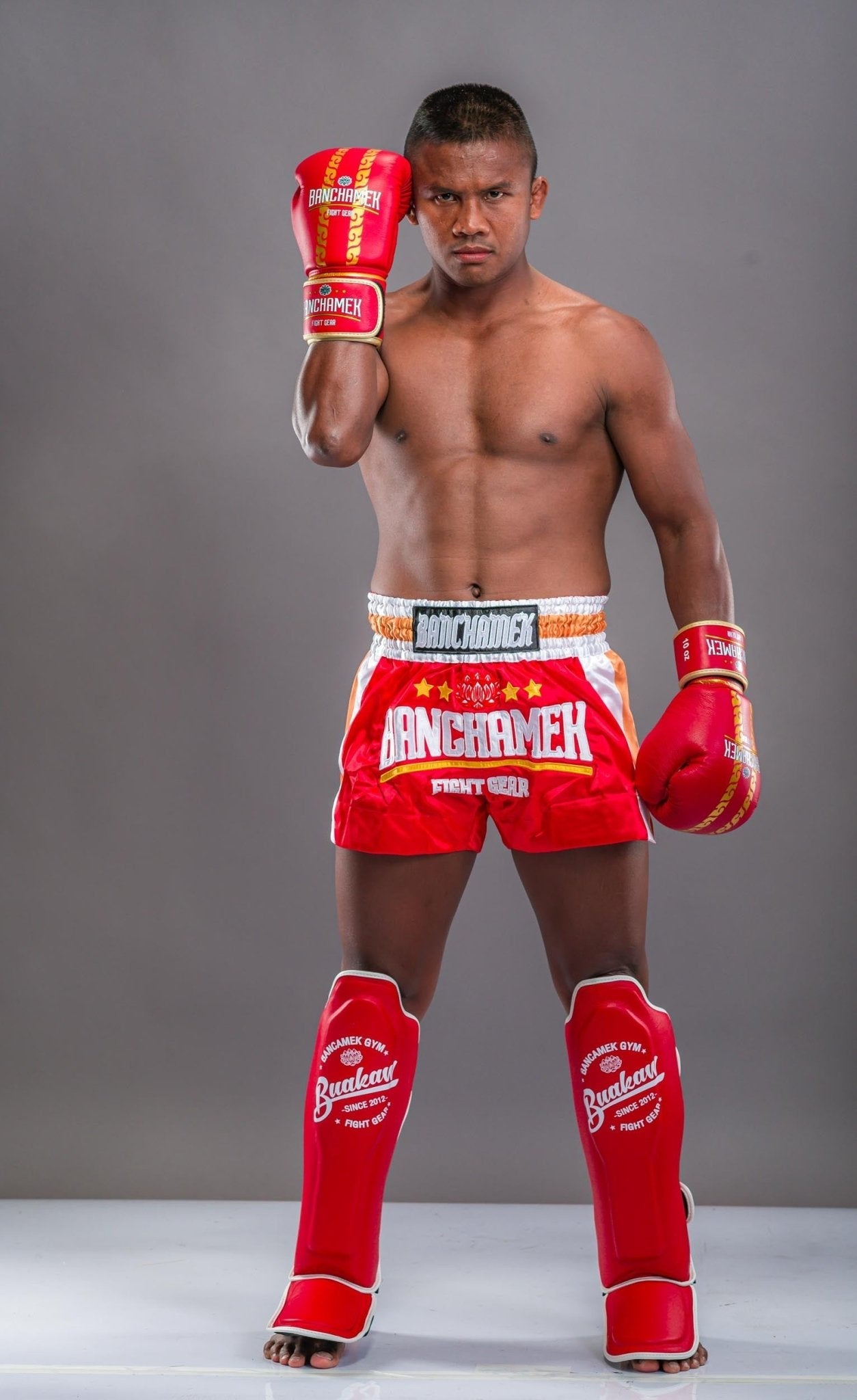 Buakaw Shorts BFG4-4 RED WHITE GOLD - SUPER EXPORT SHOP