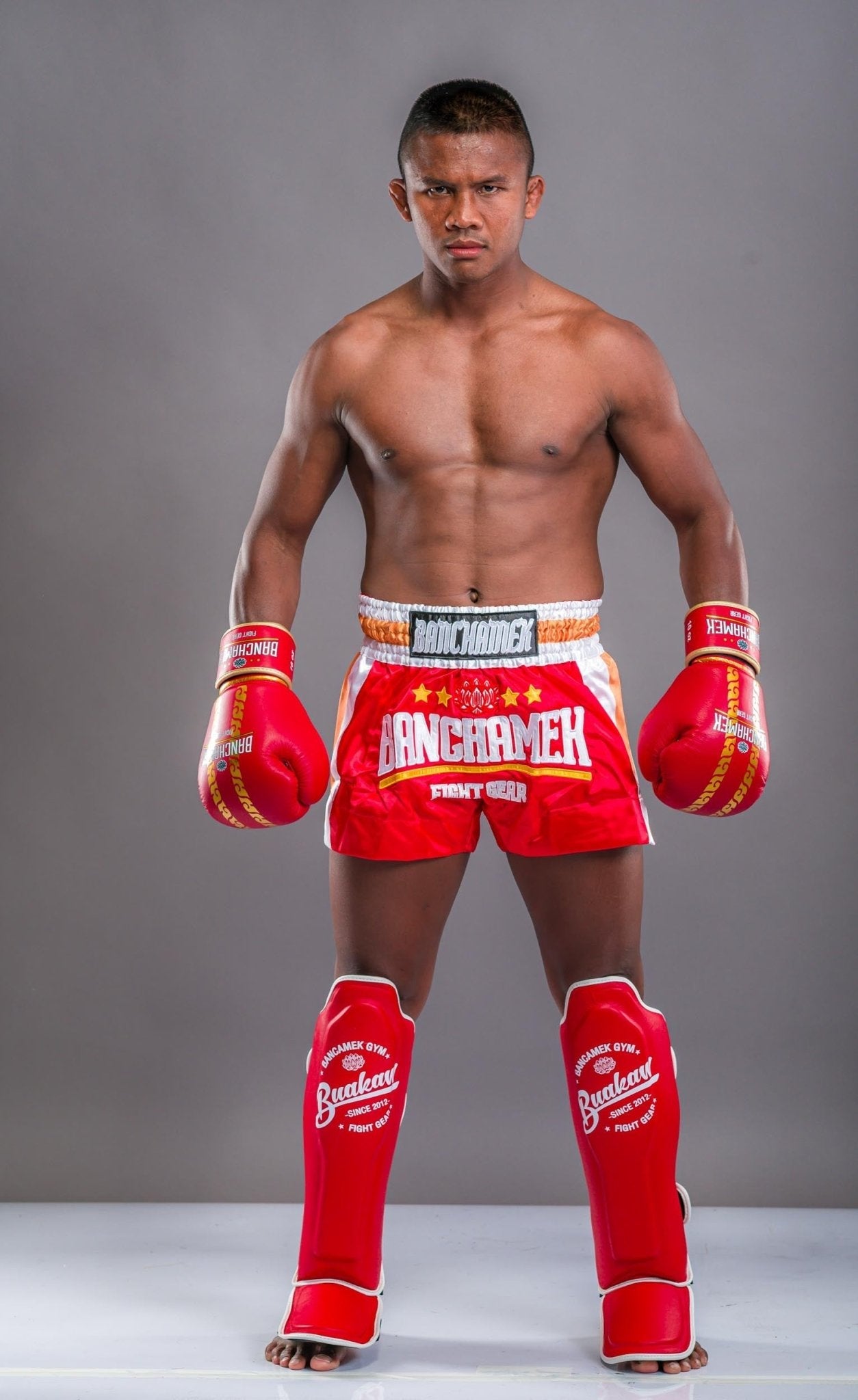 Buakaw Shorts BFG4-4 RED WHITE GOLD - SUPER EXPORT SHOP