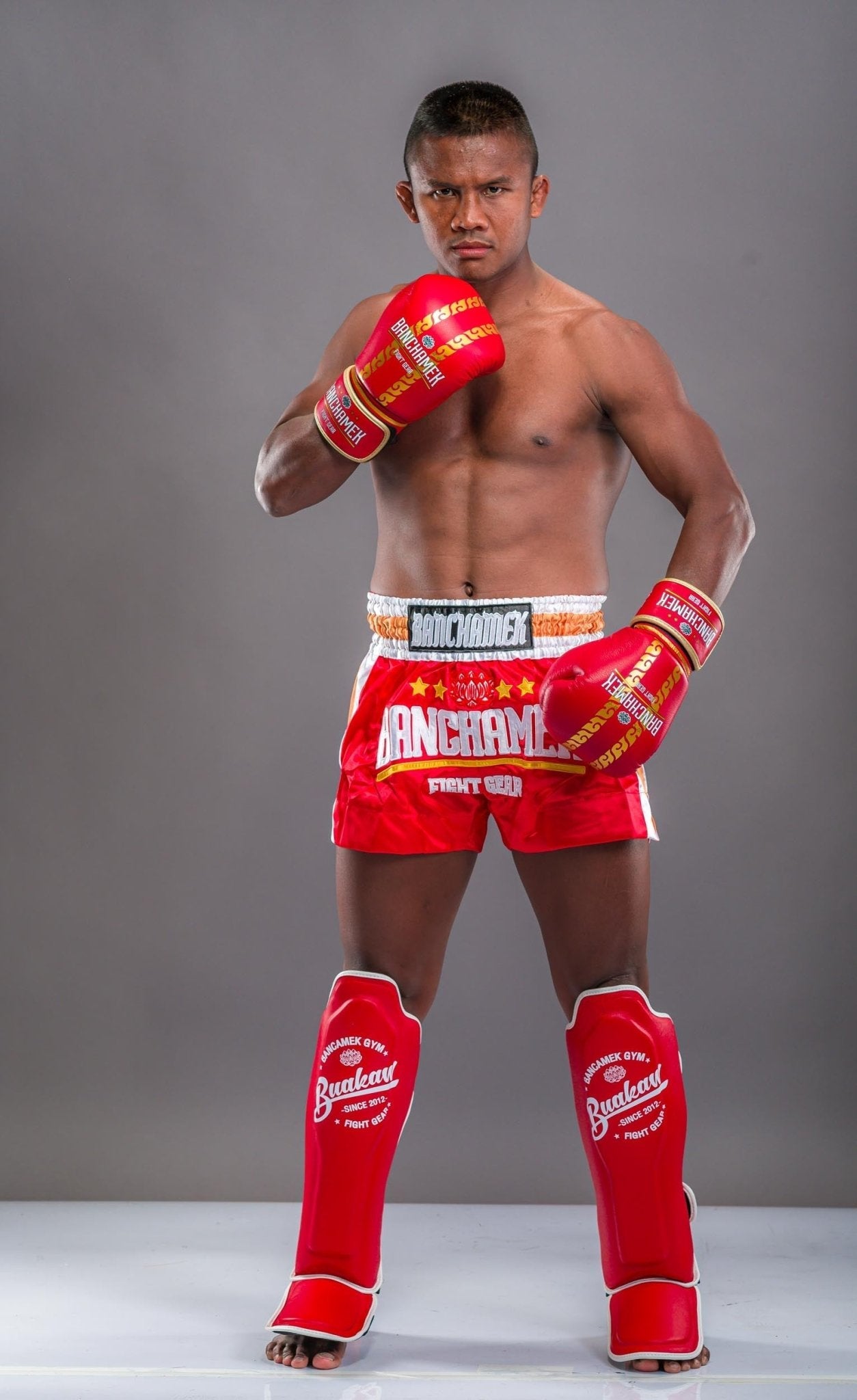 Buakaw Shorts BFG4-4 RED WHITE GOLD - SUPER EXPORT SHOP