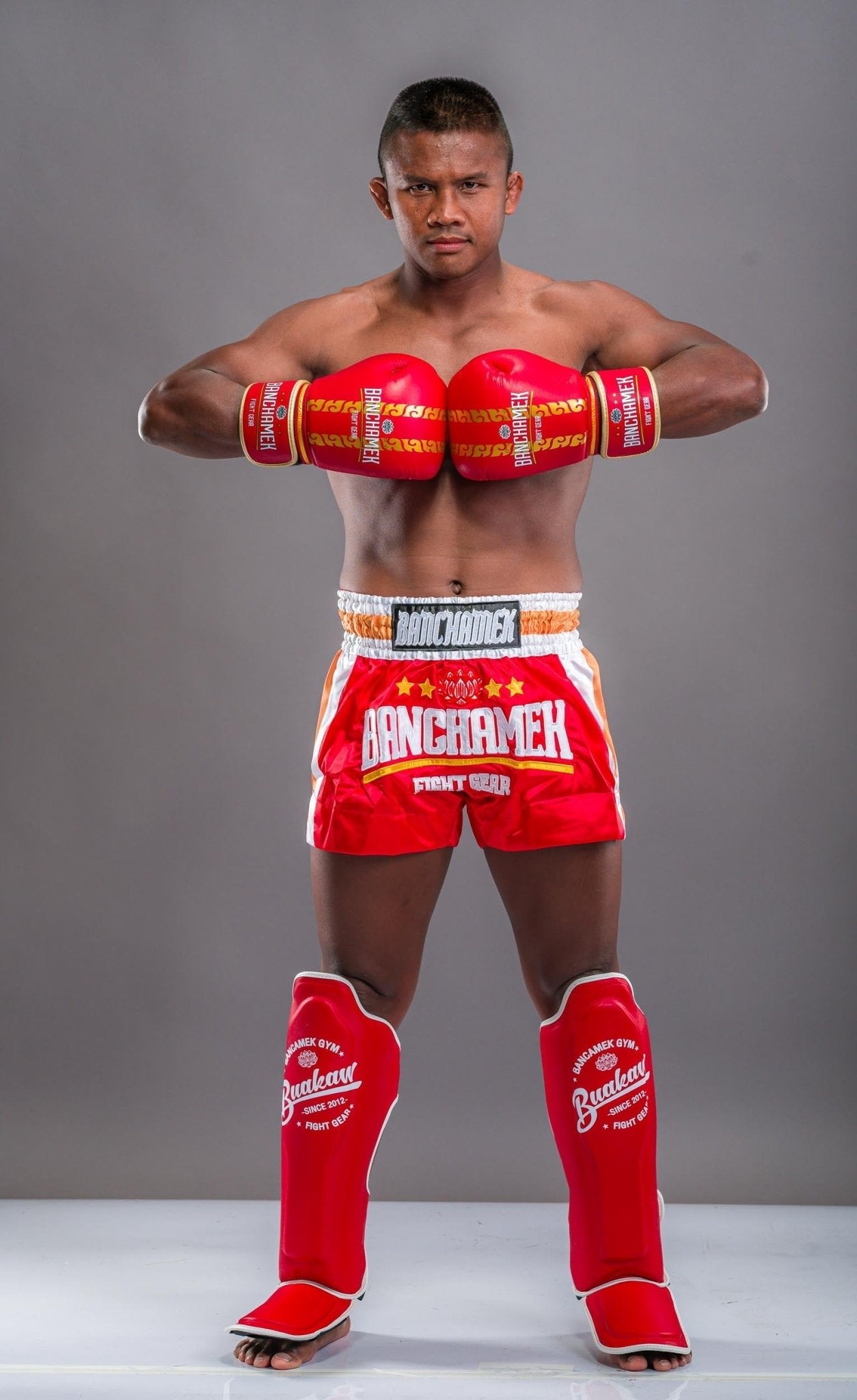 Buakaw Shorts BFG4-4 RED WHITE GOLD - SUPER EXPORT SHOP