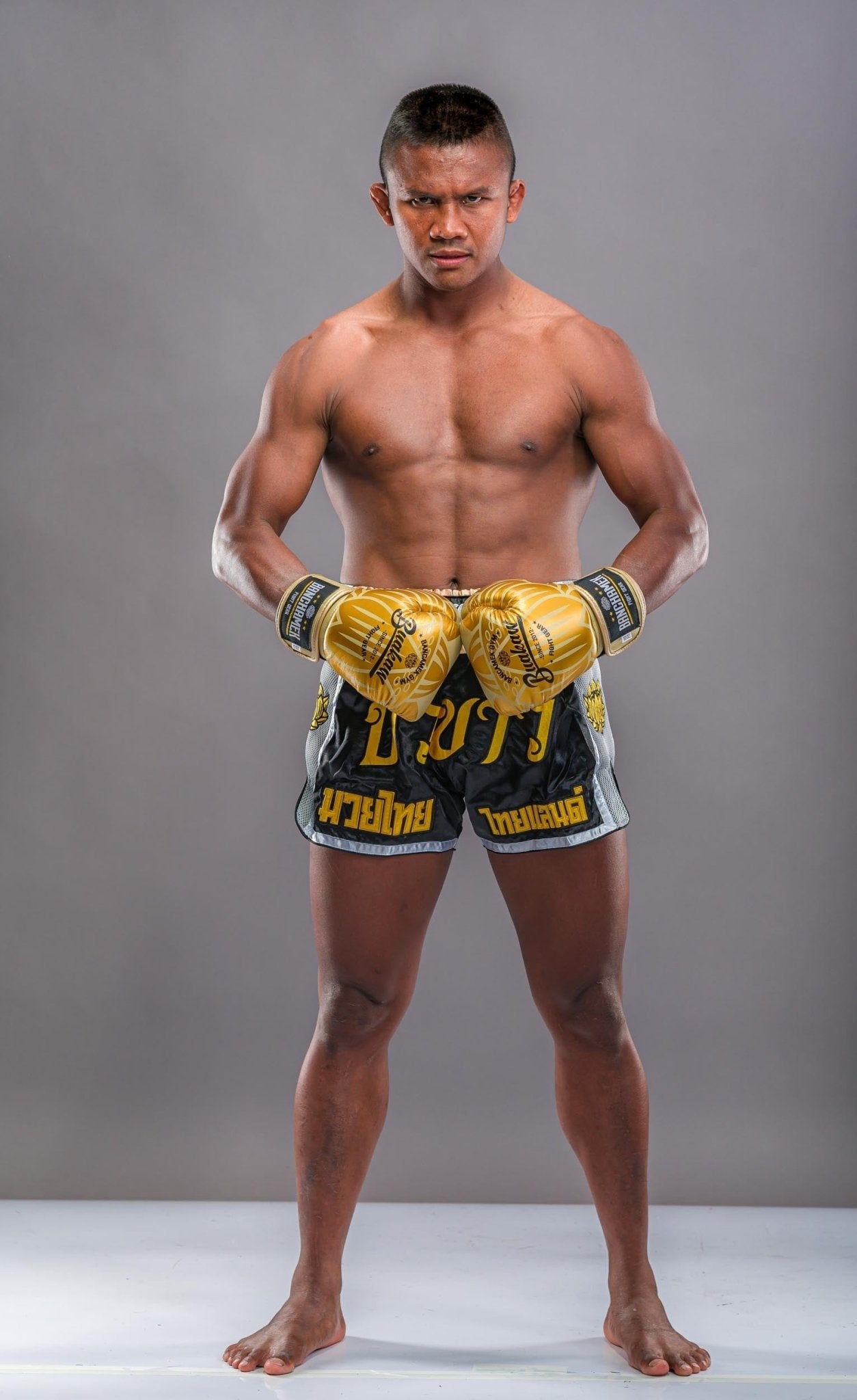 Buakaw ShortsBFG1-2 BLACK/GOLD/GREY - SUPER EXPORT SHOP