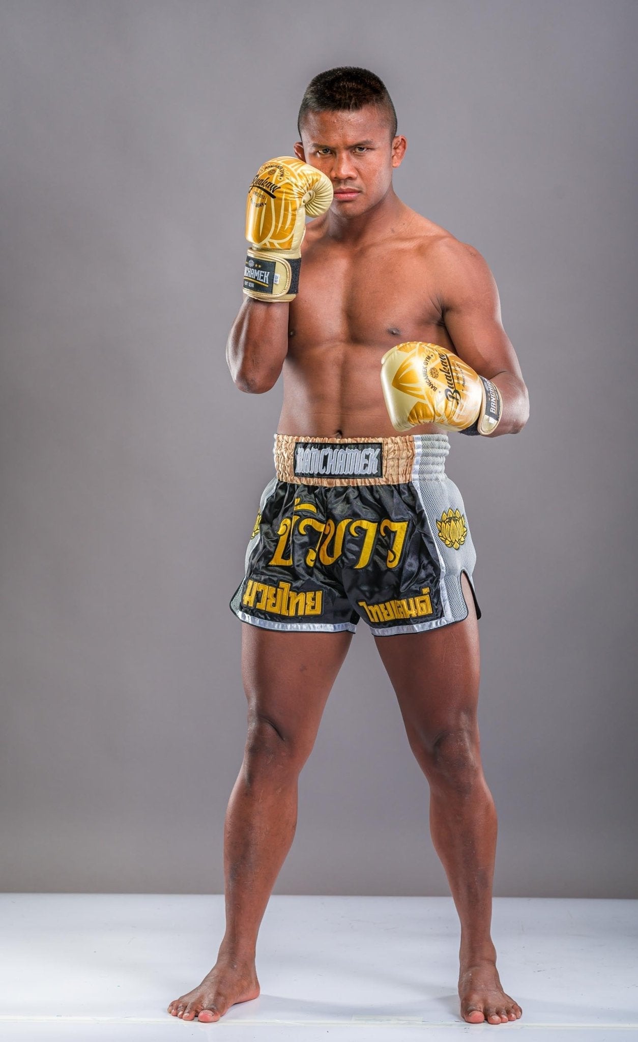 Buakaw ShortsBFG1-2 BLACK/GOLD/GREY - SUPER EXPORT SHOP