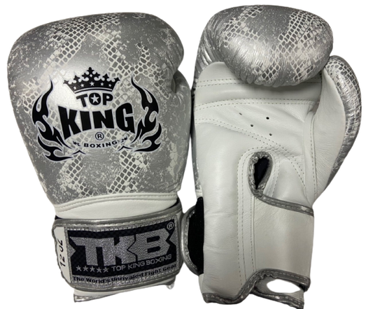 Top King Boxing Gloves "Super Snake" TKBGSS-02 White(Silver) No Air